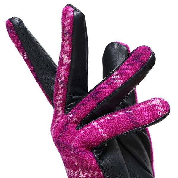  ハリスツイード 日本製 革手袋 レディース スマホ対応 化粧箱付き ブランド 防寒 本革 手袋 ピンク 桃色 チクチクしない 暖かい タッチパネル 操作可能 プレゼント ギフト かわいい 女性 ビジネス 仕事 クリスマス KURODA(クロダ)