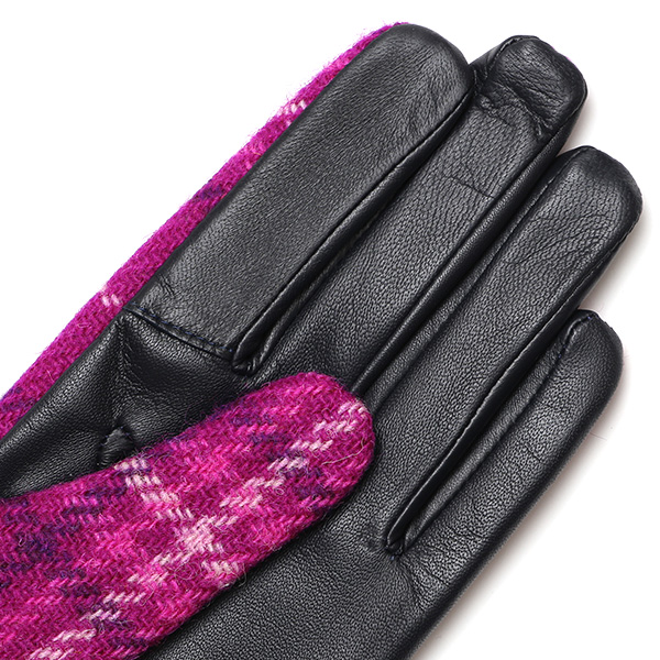  ハリスツイード 日本製 革手袋 レディース スマホ対応 化粧箱付き ブランド 防寒 本革 手袋 ピンク 桃色 チクチクしない 暖かい タッチパネル 操作可能 プレゼント ギフト かわいい 女性 ビジネス 仕事 クリスマス KURODA(クロダ)