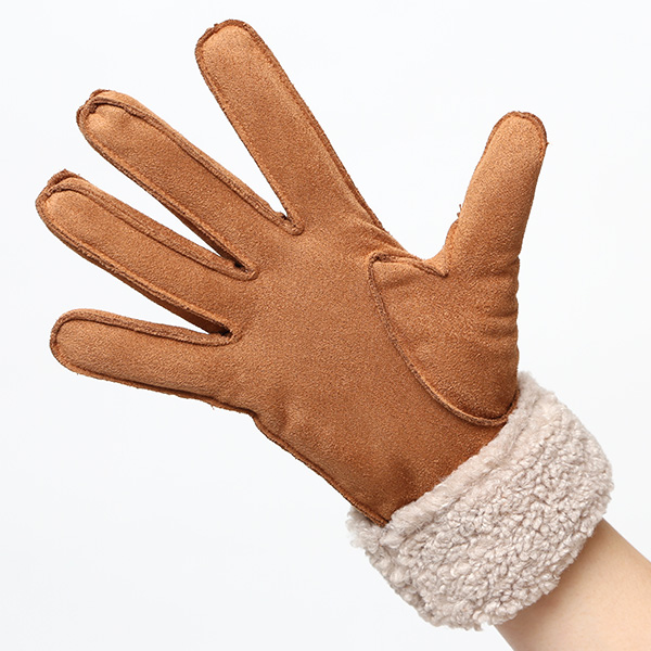 フェイクスエード マイクロボア裏地 暖かい 防寒 レディース 手袋 ブラウン 茶 茶色 日本企画 ブランド クリスマス かわいい 女性 ギフト プレゼント ファー付き おしゃれ チクチクしない KURODA(クロダ)