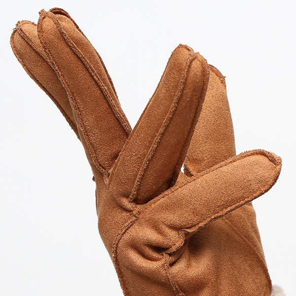 フェイクスエード マイクロボア裏地 暖かい 防寒 レディース 手袋 ブラウン 茶 茶色 日本企画 ブランド クリスマス かわいい 女性 ギフト プレゼント ファー付き おしゃれ チクチクしない KURODA(クロダ)