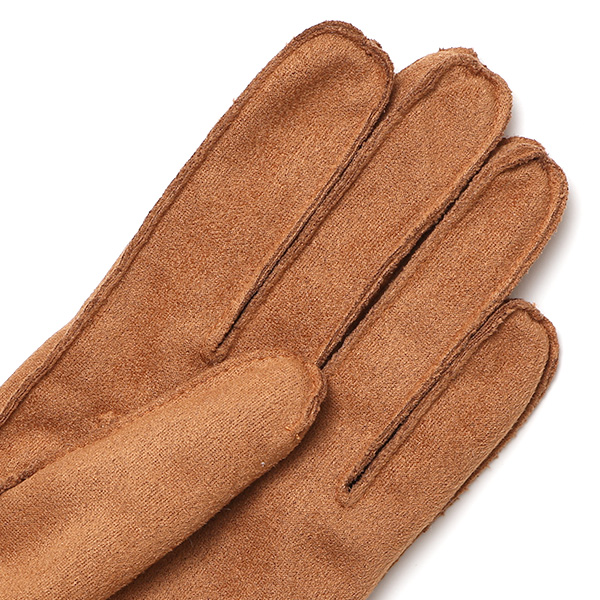 フェイクスエード マイクロボア裏地 暖かい 防寒 レディース 手袋 ブラウン 茶 茶色 日本企画 ブランド クリスマス かわいい 女性 ギフト プレゼント ファー付き おしゃれ チクチクしない KURODA(クロダ)