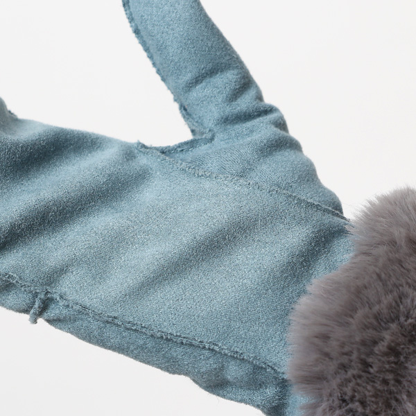 フェイクスエード マイクロボア裏地 ミトン レディース 防寒 手袋 ブルー ネイビー 青色 日本企画 ブランド クリスマス かわいい 女性 ギフト プレゼント 指無し グローブ おしゃれ チクチクしない KURODA(クロダ)