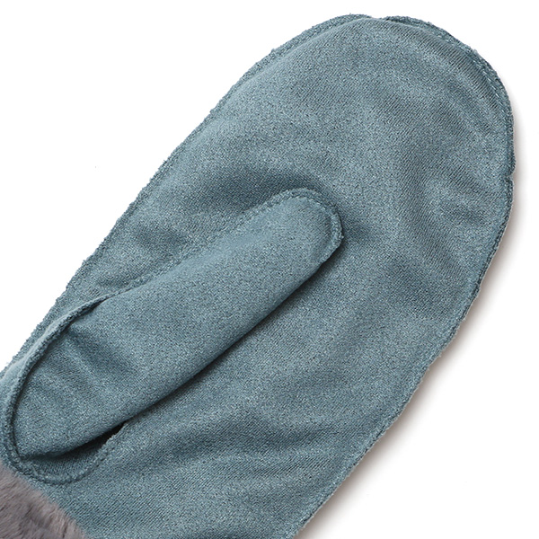 フェイクスエード マイクロボア裏地 ミトン レディース 防寒 手袋 ブルー ネイビー 青色 日本企画 ブランド クリスマス かわいい 女性 ギフト プレゼント 指無し グローブ おしゃれ チクチクしない KURODA(クロダ)