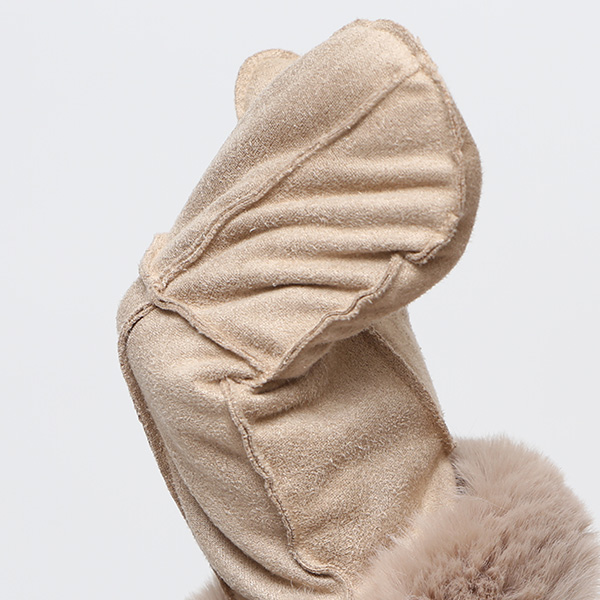  フェイクスエード マイクロボア裏地 ミトン レディース 防寒 手袋 ベージュ 肌色 日本企画 ブランド クリスマス かわいい 女性 ギフト プレゼント 指無し グローブ おしゃれ チクチクしない KURODA(クロダ)