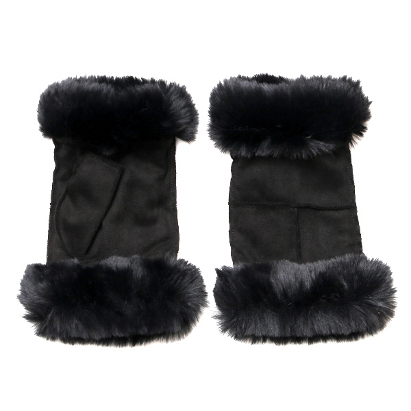 KURODA(クロダ) フェイクスエード マイクロボア裏地 フィンガーレス レディース 手袋 ブラック