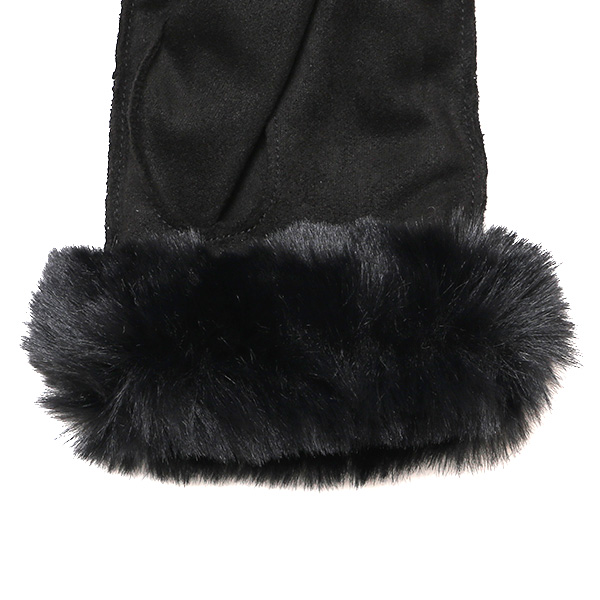  フェイクスエード マイクロボア裏地 フィンガーレス レディース 防寒 手袋 ブラック 黒 黒色 日本企画 ブランド クリスマス かわいい 女性 ギフト プレゼント 指無し グローブ おしゃれ チクチクしない KURODA(クロダ)