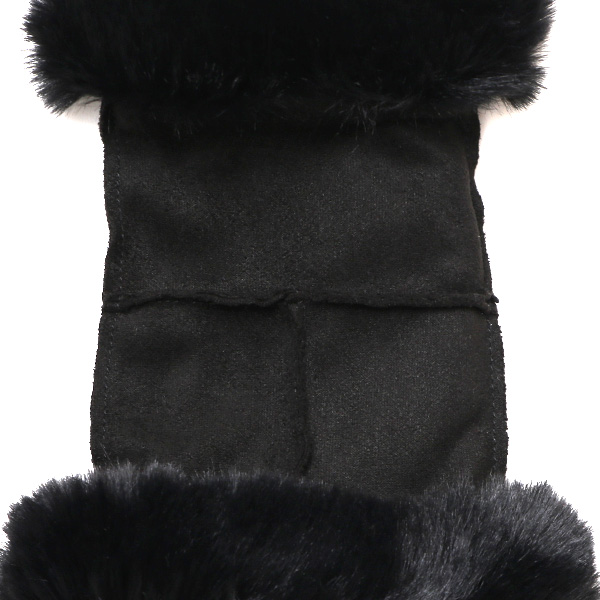  フェイクスエード マイクロボア裏地 フィンガーレス レディース 防寒 手袋 ブラック 黒 黒色 日本企画 ブランド クリスマス かわいい 女性 ギフト プレゼント 指無し グローブ おしゃれ チクチクしない KURODA(クロダ)