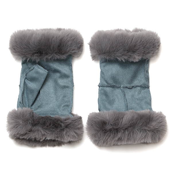 KURODA(クロダ) フェイクスエード マイクロボア裏地 フィンガーレス レディース 手袋 ブルー