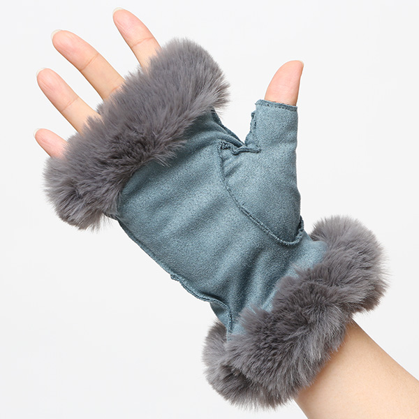  フェイクスエード マイクロボア裏地 フィンガーレス レディース 防寒 手袋 ブルー ネイビー 青色 日本企画 ブランド クリスマス かわいい 女性 ギフト プレゼント 指無し グローブ おしゃれ チクチクしない KURODA(クロダ)