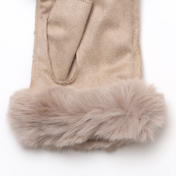  フェイクスエード マイクロボア裏地 フィンガーレス レディース 防寒 手袋 ベージュ 肌色 日本企画 ブランド クリスマス かわいい 女性 ギフト プレゼント 指無し グローブ おしゃれ チクチクしない KURODA(クロダ)