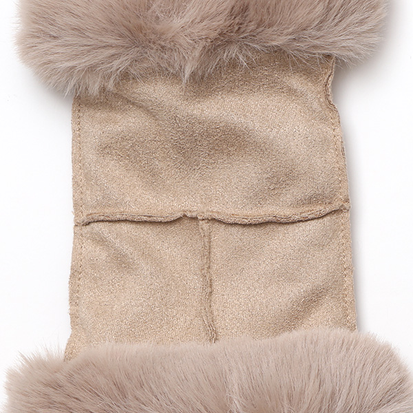  フェイクスエード マイクロボア裏地 フィンガーレス レディース 防寒 手袋 ベージュ 肌色 日本企画 ブランド クリスマス かわいい 女性 ギフト プレゼント 指無し グローブ おしゃれ チクチクしない KURODA(クロダ)