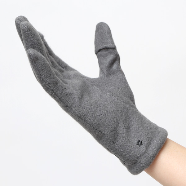  KURODA(クロダ) おさんぽねこ レディース 手袋 スマホ操作可能 グレー グレイ 灰色 暖かい 裏起毛 防寒 猫 動物 アニマル キャラクター 刺繍 かわいい 暖かい 裏起毛 日本企画 ブランド タッチパネル スマートフォン