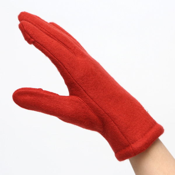  KURODA(クロダ) おさんぽねこ レディース 手袋 スマホ操作可能 レッド ワイン 赤色 暖かい 裏起毛 防寒 猫 動物 アニマル キャラクター 刺繍 かわいい 暖かい 裏起毛 日本企画 ブランド タッチパネル スマートフォン