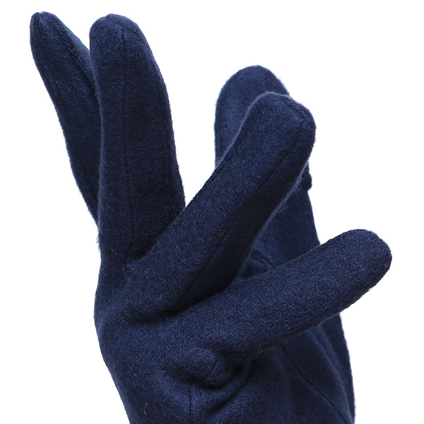  KURODA(クロダ) おさんぽねこ レディース 手袋 スマホ操作可能 ブルー ネイビー 青色 暖かい 裏起毛 防寒 猫 動物 アニマル キャラクター 刺繍 かわいい 暖かい 裏起毛 日本企画 ブランド タッチパネル スマートフォン