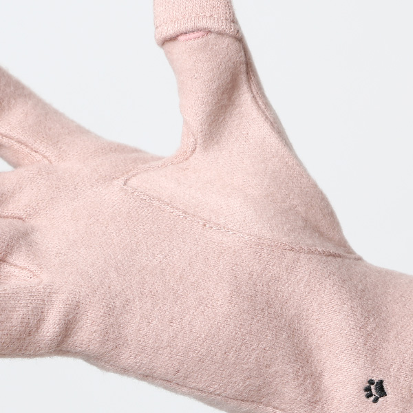  KURODA(クロダ) おさんぽねこ レディース 手袋 スマホ操作可能 ピンク 桃色 暖かい 裏起毛 防寒 猫 動物 アニマル キャラクター 刺繍 かわいい 暖かい 裏起毛 日本企画 ブランド タッチパネル スマートフォン