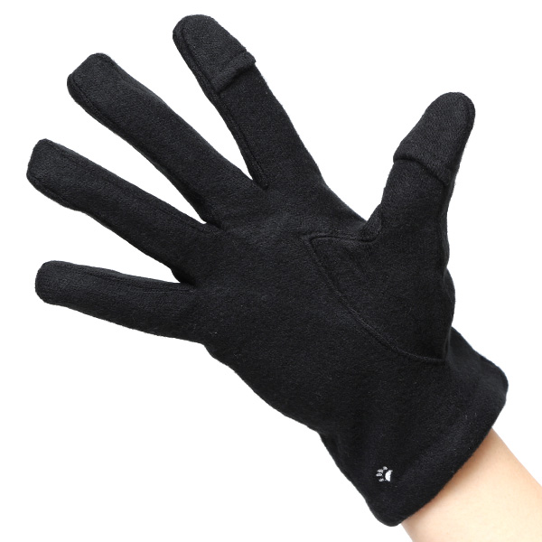  KURODA(クロダ) おひるねねこ レディース 手袋 スマホ操作可能 ブラック 黒 黒色 暖かい 裏起毛 防寒 猫 動物 アニマル キャラクター 刺繍 かわいい 暖かい 裏起毛 日本企画 ブランド タッチパネル スマートフォン