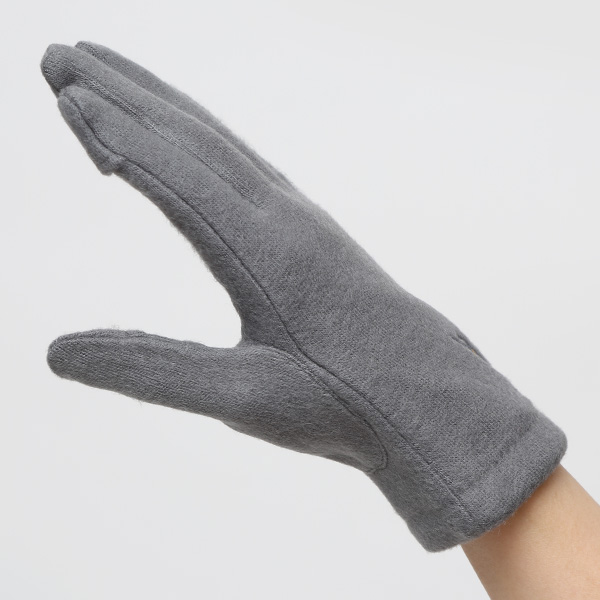 KURODA(クロダ) パンダ刺繍 レディース 手袋 スマホ操作可能 グレー グレイ 灰色 暖かい 裏起毛 防寒 動物 アニマル キャラクター かわいい 暖かい 裏起毛 日本企画 ブランド タッチパネル スマートフォン