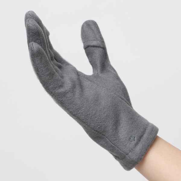 KURODA(クロダ) パンダ刺繍 レディース 手袋 スマホ操作可能 グレー グレイ 灰色 暖かい 裏起毛 防寒 動物 アニマル キャラクター かわいい 暖かい 裏起毛 日本企画 ブランド タッチパネル スマートフォン