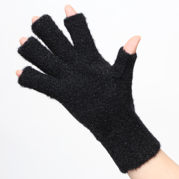  手袋 レディース ナイロンソフトヤーン素材 防寒 暖かい 柔らかい 肌触り ブラック 黒 黒色 タッチパネル スマホ操作可能 日本企画 ブランド 付け心地 良い 滑らか 履き心地 女性 KURODA(クロダ)
