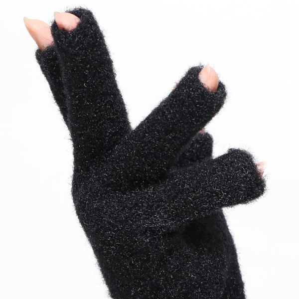  手袋 レディース ナイロンソフトヤーン素材 防寒 暖かい 柔らかい 肌触り ブラック 黒 黒色 タッチパネル スマホ操作可能 日本企画 ブランド 付け心地 良い 滑らか 履き心地 女性 KURODA(クロダ)