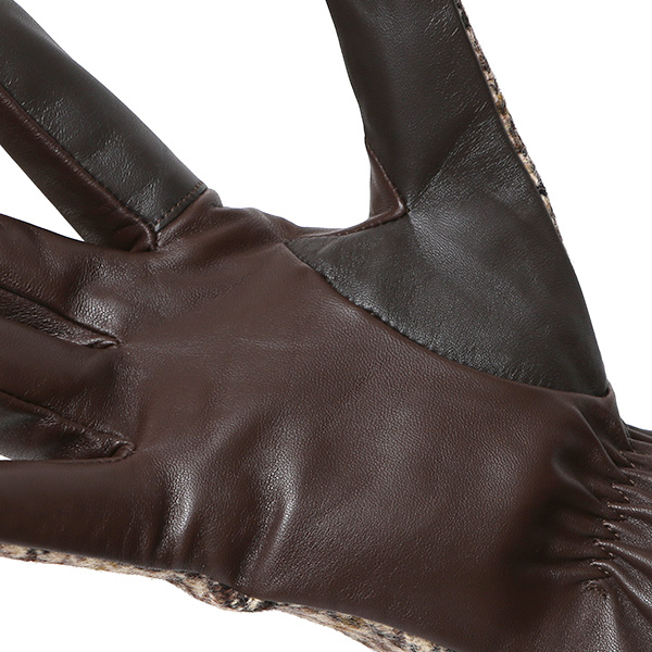 ハリスツイード 手袋 メンズ 防寒 暖かい 裏起毛 レザー 本革手袋 ブラウン 茶 茶色 日本製 ブランド 通勤 ビジネス クリスマス プレゼント ギフト 化粧箱付き おしゃれ 高級 KURODA(クロダ)