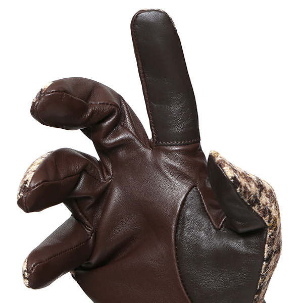 ハリスツイード 手袋 メンズ 防寒 暖かい 裏起毛 レザー 本革手袋 ブラウン 茶 茶色 日本製 ブランド 通勤 ビジネス クリスマス プレゼント ギフト 化粧箱付き おしゃれ 高級 KURODA(クロダ)