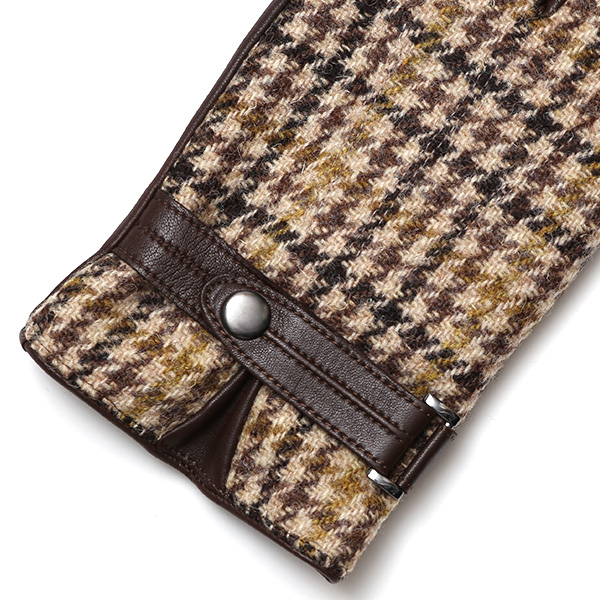 ハリスツイード 手袋 メンズ 防寒 暖かい 裏起毛 レザー 本革手袋 ブラウン 茶 茶色 日本製 ブランド 通勤 ビジネス クリスマス プレゼント ギフト 化粧箱付き おしゃれ 高級 KURODA(クロダ)