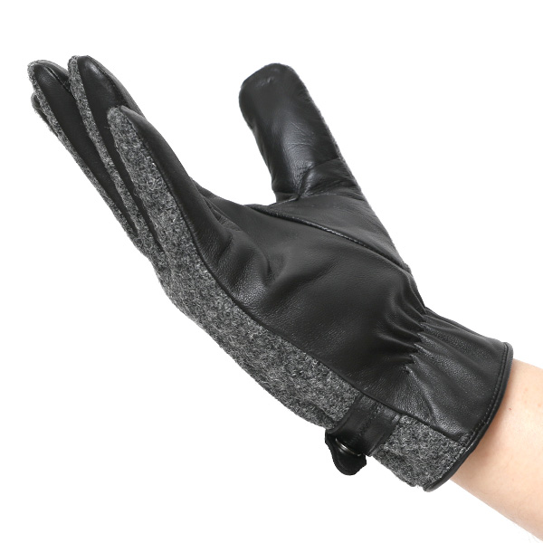 ハリスツイード 手袋 メンズ 防寒 暖かい 裏起毛 レザー 本革手袋 グレー グレイ 灰色 日本製 ブランド 通勤 ビジネス クリスマス プレゼント ギフト 化粧箱付き おしゃれ 高級 KURODA(クロダ)