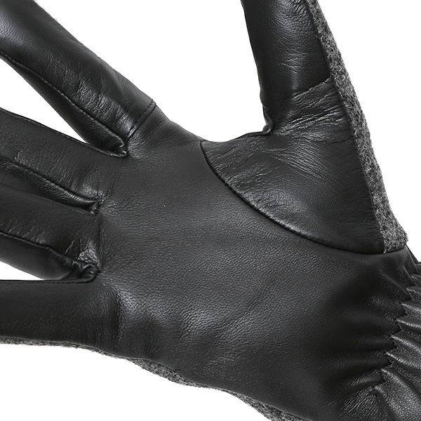 ハリスツイード 手袋 メンズ 防寒 暖かい 裏起毛 レザー 本革手袋 グレー グレイ 灰色 日本製 ブランド 通勤 ビジネス クリスマス プレゼント ギフト 化粧箱付き おしゃれ 高級 KURODA(クロダ)