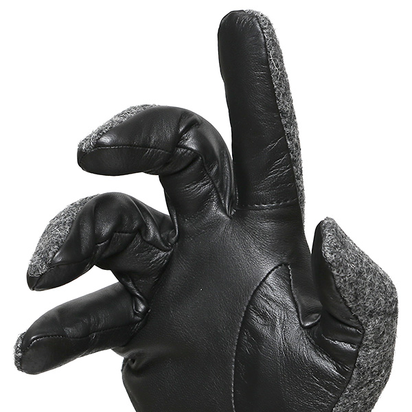 ハリスツイード 手袋 メンズ 防寒 暖かい 裏起毛 レザー 本革手袋 グレー グレイ 灰色 日本製 ブランド 通勤 ビジネス クリスマス プレゼント ギフト 化粧箱付き おしゃれ 高級 KURODA(クロダ)