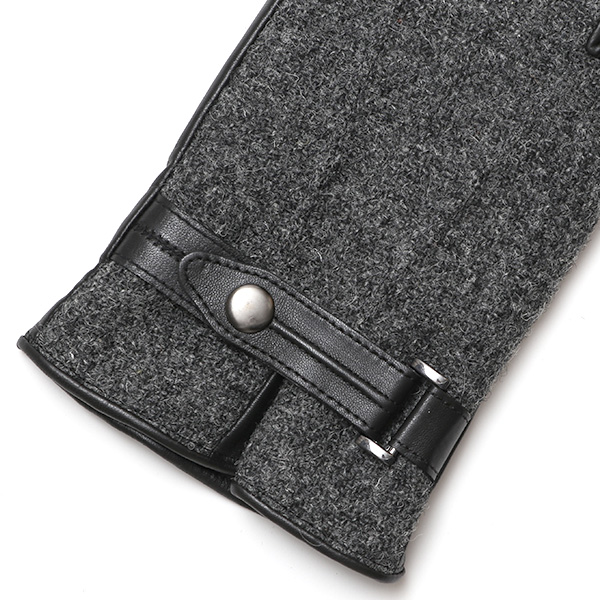 ハリスツイード 手袋 メンズ 防寒 暖かい 裏起毛 レザー 本革手袋 グレー グレイ 灰色 日本製 ブランド 通勤 ビジネス クリスマス プレゼント ギフト 化粧箱付き おしゃれ 高級 KURODA(クロダ)