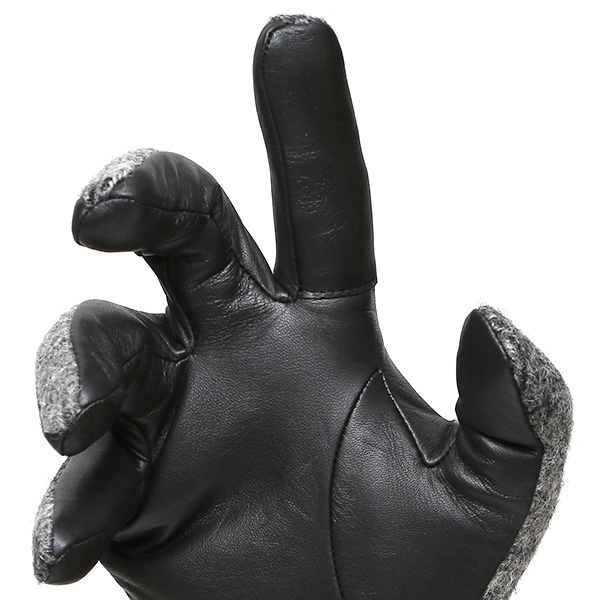 ハリスツイード 手袋 メンズ 防寒 暖かい 裏起毛 レザー 本革手袋 グレー グレイ 灰色 日本製 ブランド 通勤 ビジネス クリスマス プレゼント ギフト 化粧箱付き おしゃれ 高級 KURODA(クロダ)