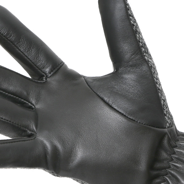 ハリスツイード 手袋 メンズ 防寒 暖かい 裏起毛 レザー 本革手袋 グレー グレイ 灰色 日本製 ブランド 通勤 ビジネス クリスマス プレゼント ギフト 化粧箱付き おしゃれ 高級 KURODA(クロダ)