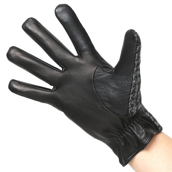  ハリスツイード 手袋 メンズ 防寒 暖かい 裏起毛 レザー 本革手袋 グレー グレイ 灰色 日本製 ブランド 通勤 ビジネス クリスマス プレゼント ギフト 化粧箱付き おしゃれ 高級 KURODA(クロダ)