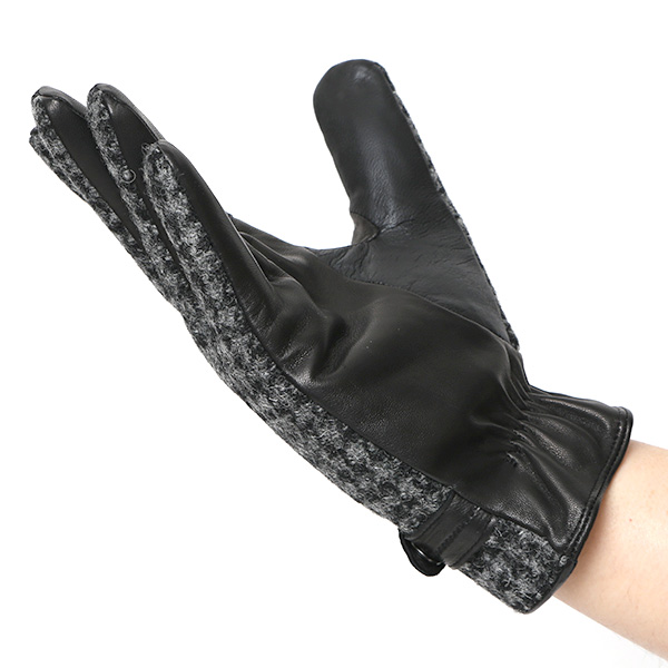  ハリスツイード 手袋 メンズ 防寒 暖かい 裏起毛 レザー 本革手袋 グレー グレイ 灰色 日本製 ブランド 通勤 ビジネス クリスマス プレゼント ギフト 化粧箱付き おしゃれ 高級 KURODA(クロダ)