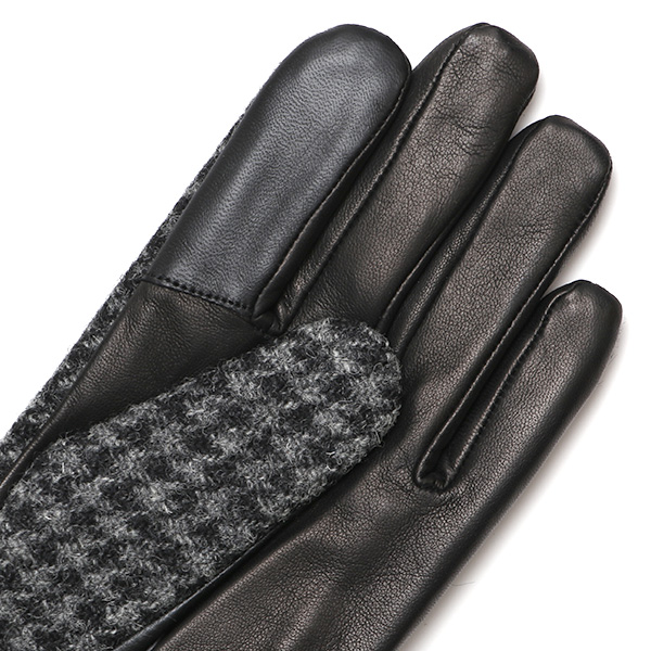  ハリスツイード 手袋 メンズ 防寒 暖かい 裏起毛 レザー 本革手袋 グレー グレイ 灰色 日本製 ブランド 通勤 ビジネス クリスマス プレゼント ギフト 化粧箱付き おしゃれ 高級 KURODA(クロダ)