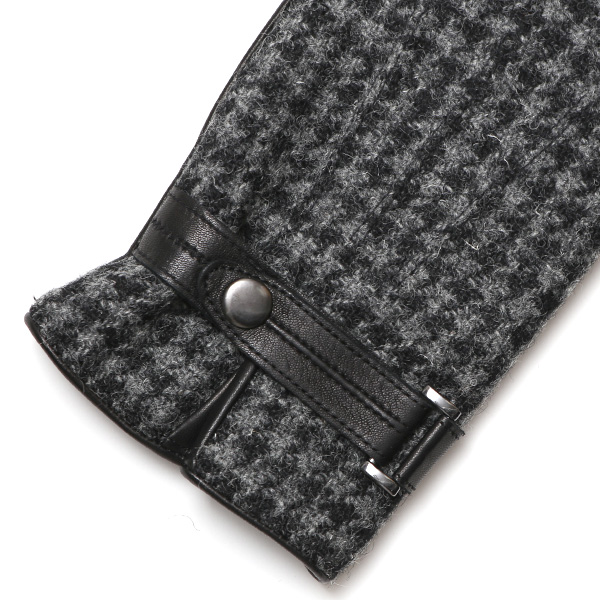  ハリスツイード 手袋 メンズ 防寒 暖かい 裏起毛 レザー 本革手袋 グレー グレイ 灰色 日本製 ブランド 通勤 ビジネス クリスマス プレゼント ギフト 化粧箱付き おしゃれ 高級 KURODA(クロダ)