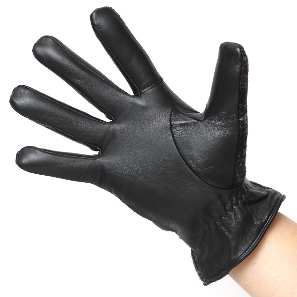  ハリスツイード 手袋 メンズ 防寒 暖かい 裏起毛 レザー 本革手袋 グレー グレイ 灰色 日本製 ブランド 通勤 ビジネス クリスマス プレゼント ギフト 化粧箱付き おしゃれ 高級 KURODA(クロダ)