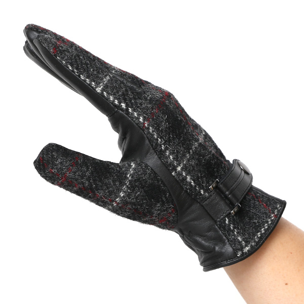  ハリスツイード 手袋 メンズ 防寒 暖かい 裏起毛 レザー 本革手袋 グレー グレイ 灰色 日本製 ブランド 通勤 ビジネス クリスマス プレゼント ギフト 化粧箱付き おしゃれ 高級 KURODA(クロダ)