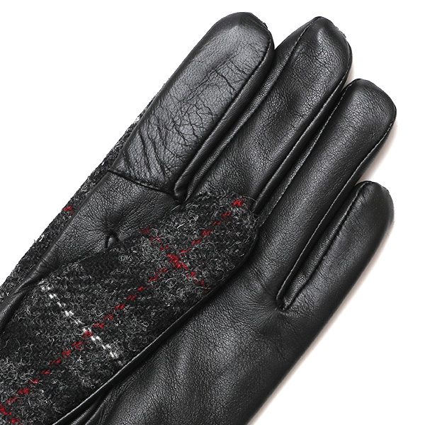  ハリスツイード 手袋 メンズ 防寒 暖かい 裏起毛 レザー 本革手袋 グレー グレイ 灰色 日本製 ブランド 通勤 ビジネス クリスマス プレゼント ギフト 化粧箱付き おしゃれ 高級 KURODA(クロダ)