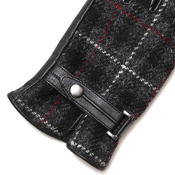  ハリスツイード 手袋 メンズ 防寒 暖かい 裏起毛 レザー 本革手袋 グレー グレイ 灰色 日本製 ブランド 通勤 ビジネス クリスマス プレゼント ギフト 化粧箱付き おしゃれ 高級 KURODA(クロダ)