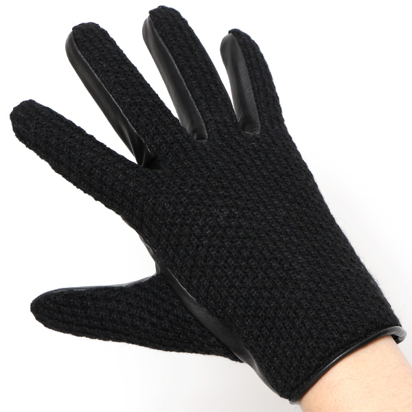  KURODA(クロダ) 革手袋 メンズ 鹿子編みニット×羊革 スマホ操作可能 本革 裏起毛 ブラック 黒 黒色 30代 40代 50代 男性 仕事 通勤 ビジネス プレゼント 化粧箱付き おしゃれ 暖かい 高級 KURODA(クロダ)