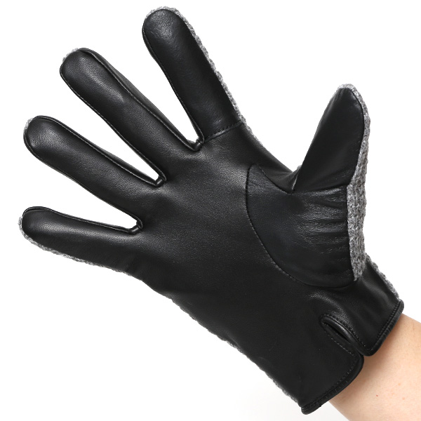  KURODA(クロダ) 革手袋 メンズ 鹿子編みニット×羊革 スマホ操作可能 本革 裏起毛 グレー グレイ 灰色 30代 40代 50代 男性 仕事 通勤 ビジネス プレゼント 化粧箱付き おしゃれ 暖かい 高級 KURODA(クロダ)