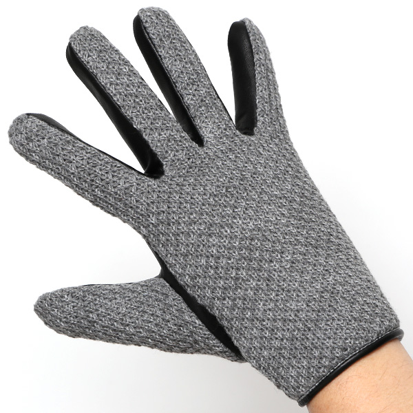  KURODA(クロダ) 革手袋 メンズ 鹿子編みニット×羊革 スマホ操作可能 本革 裏起毛 グレー グレイ 灰色 30代 40代 50代 男性 仕事 通勤 ビジネス プレゼント 化粧箱付き おしゃれ 暖かい 高級 KURODA(クロダ)