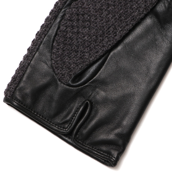  KURODA(クロダ) 革手袋 メンズ 鹿子編みニット×羊革 スマホ操作可能 本革 裏起毛 グレー グレイ 灰色 30代 40代 50代 男性 仕事 通勤 ビジネス プレゼント 化粧箱付き おしゃれ 暖かい 高級 KURODA(クロダ)