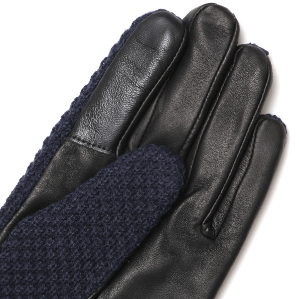  KURODA(クロダ) 革手袋 メンズ 鹿子編みニット×羊革 スマホ操作可能 本革 裏起毛 ブルー ネイビー 青色 30代 40代 50代 男性 仕事 通勤 ビジネス プレゼント 化粧箱付き おしゃれ 暖かい 高級 KURODA(クロダ)