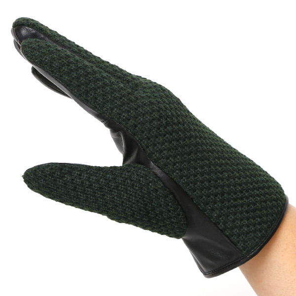  KURODA(クロダ) 革手袋 メンズ 鹿子編みニット×羊革 スマホ操作可能 本革 裏起毛 グリーン 緑色 30代 40代 50代 男性 仕事 通勤 ビジネス プレゼント 化粧箱付き おしゃれ 暖かい 高級 KURODA(クロダ)