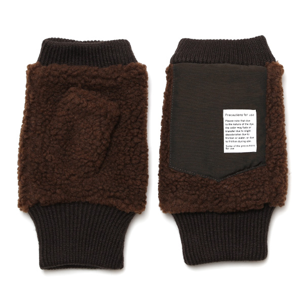 KURODA(クロダ) ボア フィンガーレス メンズ 手袋 ブラウン