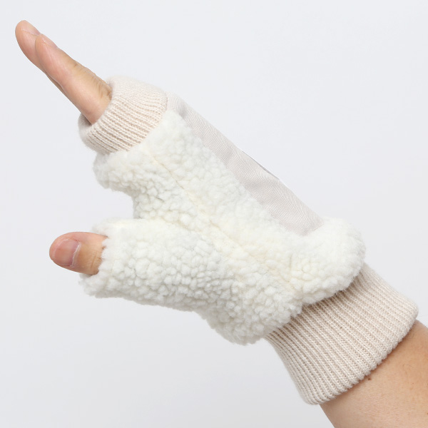  手袋 メンズ ボア フィンガーレス 暖かい 裏起毛 防寒 日本企画 ブランド ホワイト 白色 タッチパネル スマホ操作可能 アメカジ アウトドア スポーツ おしゃれ 指無し グローブ KURODA(クロダ)