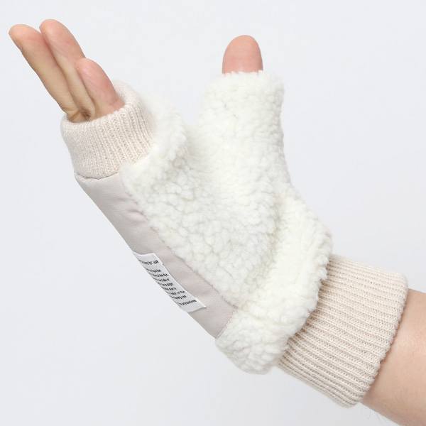  手袋 メンズ ボア フィンガーレス 暖かい 裏起毛 防寒 日本企画 ブランド ホワイト 白色 タッチパネル スマホ操作可能 アメカジ アウトドア スポーツ おしゃれ 指無し グローブ KURODA(クロダ)